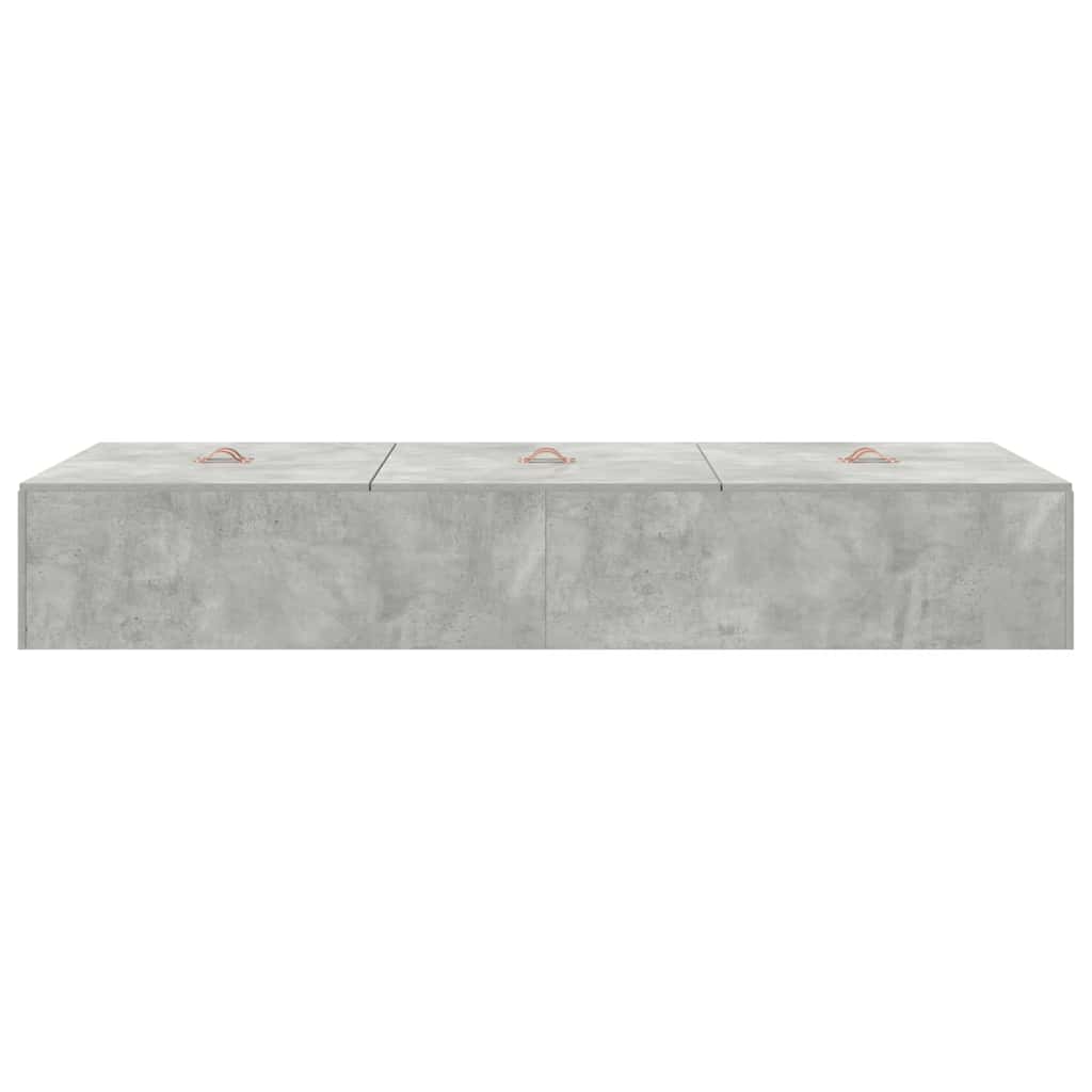 Ágykeret tárolóval ajtóval Beton Szürke 90 x 200 cm Szerelt Fa