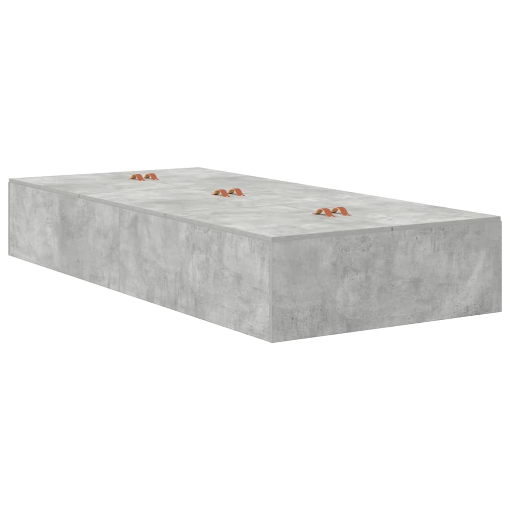 Ágykeret tárolóval ajtóval Beton Szürke 100 x 200 cm Szerelt Fa