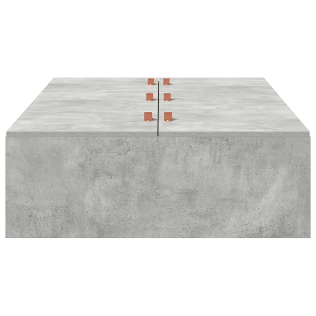 Ágykeret tárolóval ajtóval Beton Szürke 100 x 200 cm Szerelt Fa