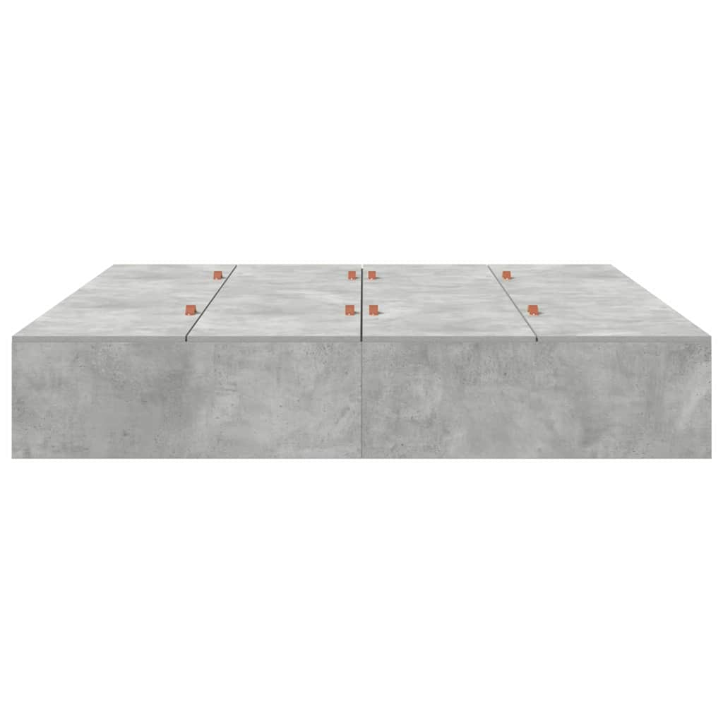 Ágykeret tárolóval ajtóval Beton Szürke 200 x 200 cm Szerelt Fa