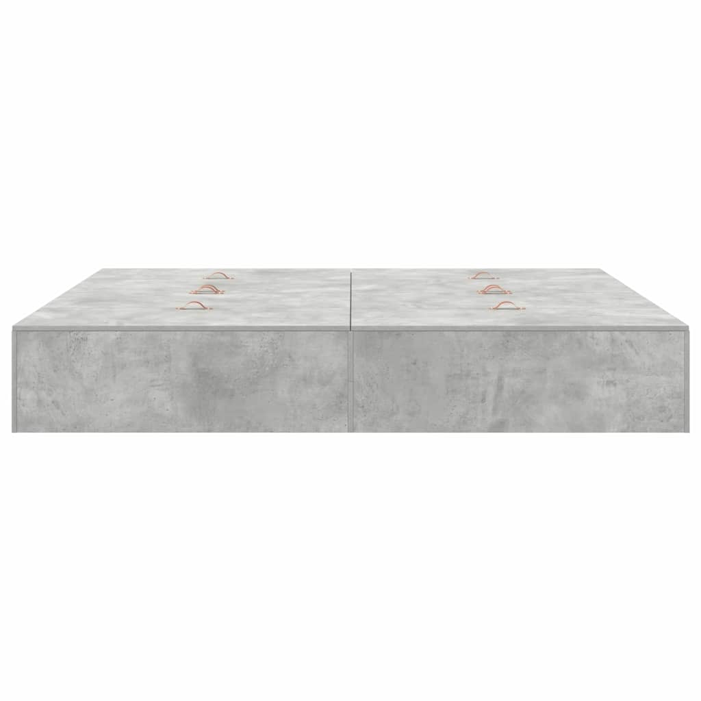 Ágykeret tárolóval ajtóval Beton Szürke 200 x 200 cm Szerelt Fa