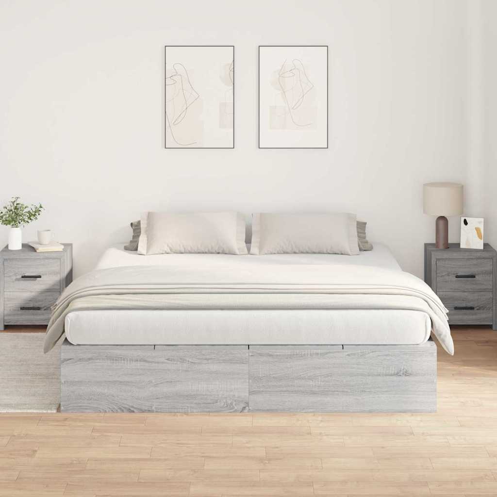 Ágykeret tárolóval tárolóval Szürke Sonoma 200 x 200 cm Faanyag