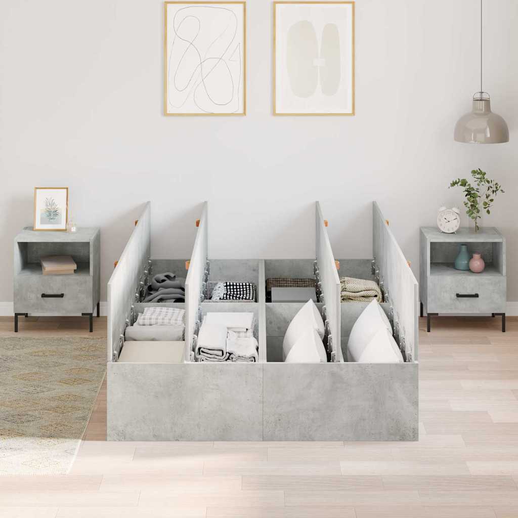 Ágykeret tárolóval ajtóval Beton Szürke 120 x 200 cm Szerelt Fa