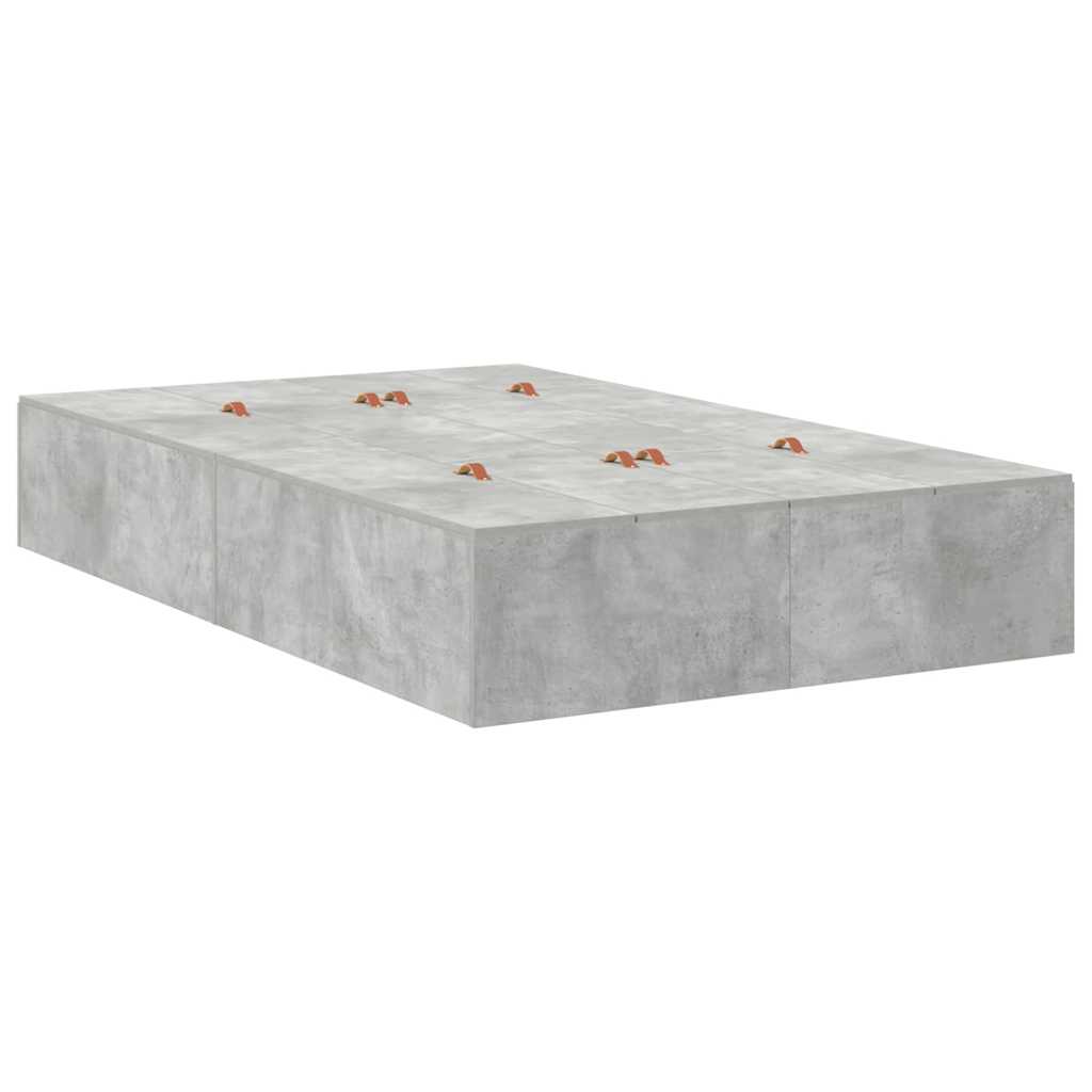 Ágykeret tárolóval ajtóval Beton Szürke 120 x 200 cm Szerelt Fa