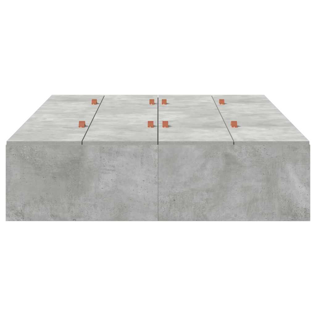Ágykeret tárolóval ajtóval Beton Szürke 120 x 200 cm Szerelt Fa