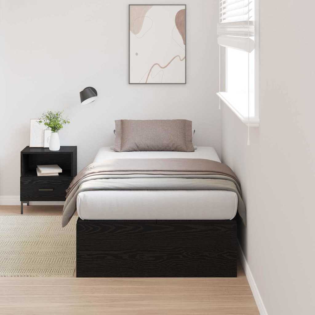 Ágykeret tárolóval ajtóval Fekete tölgy 70 x 190 cm Szerelt Fa