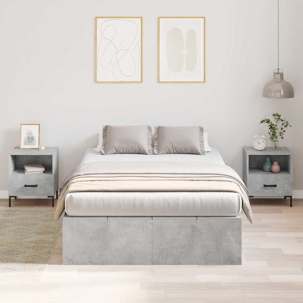 Ágykeret tárolóval tárolóval Beton Szürke 120 x 190 cm Faanyag