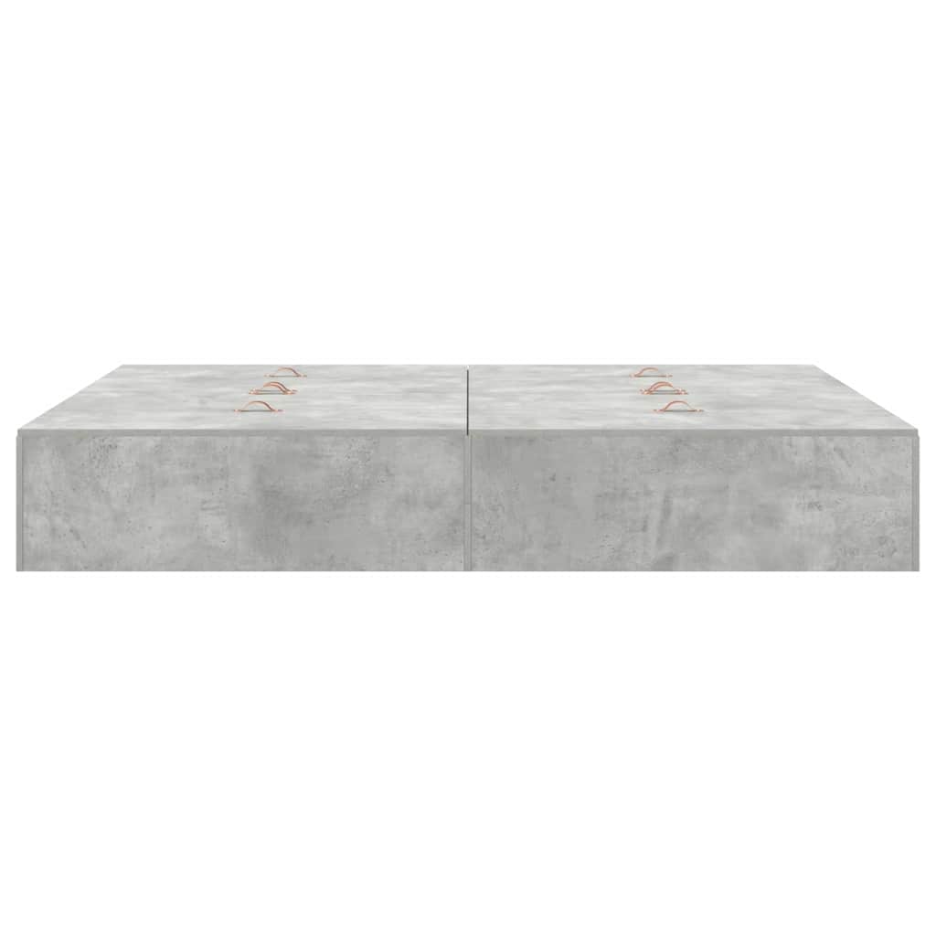 Ágykeret tárolóval ajtóval Beton Szürke 140 x 190 cm Szerelt Fa