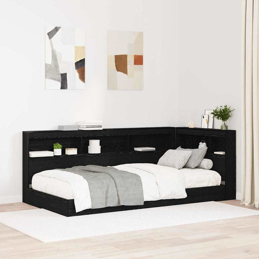 Tároló fejtámla polcokkal tárolóval Fekete tölgy 90 cm Faanyag