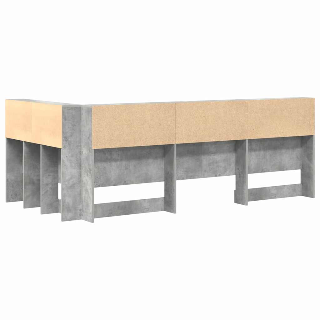 Tároló fejtámla Beton Szürke Szerelt Fa