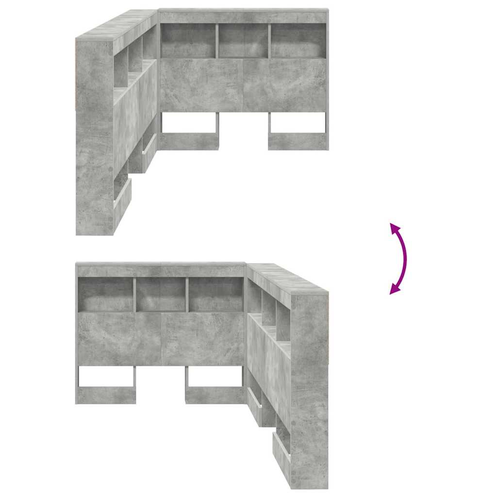 Tároló fejtámla Beton Szürke Szerelt Fa