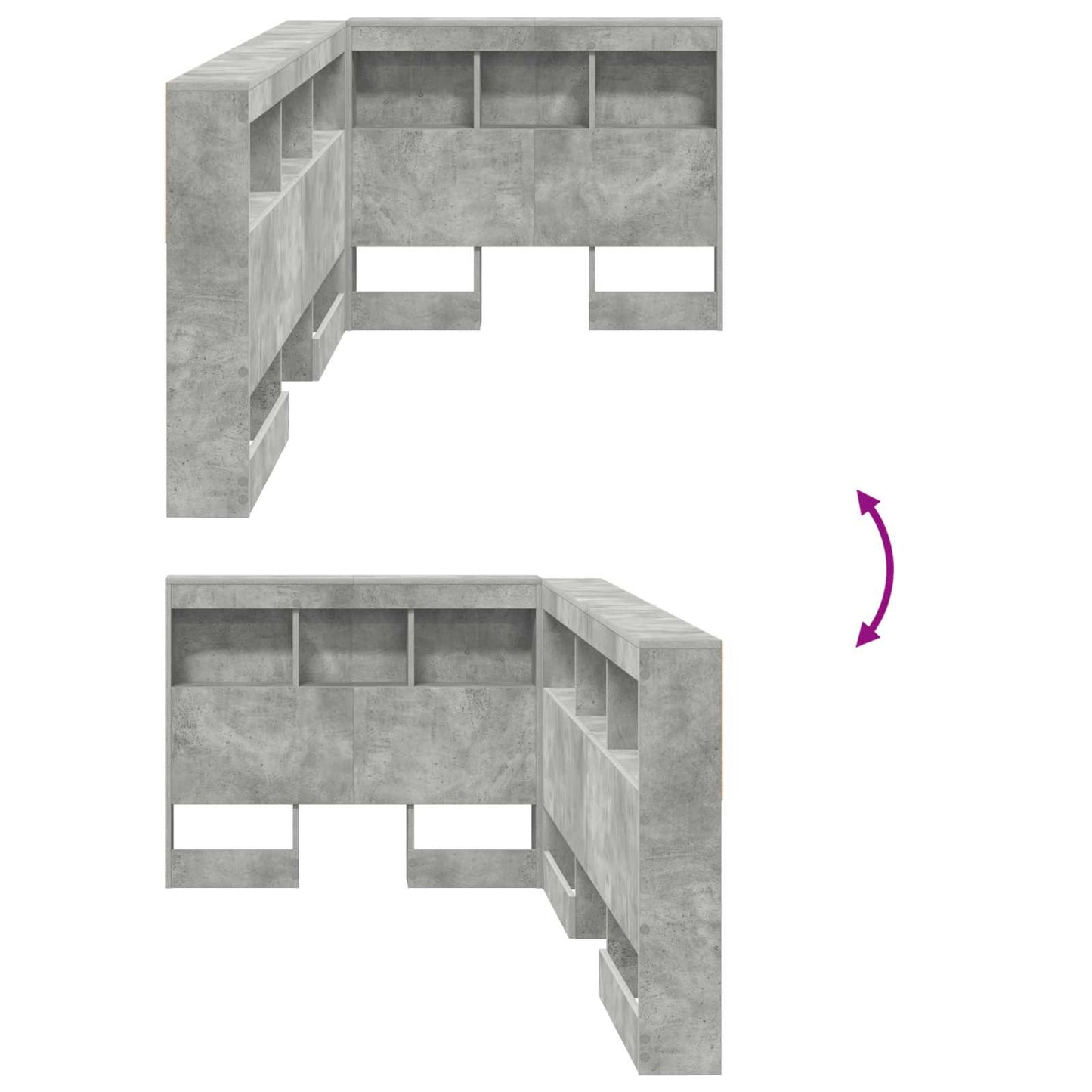 Tároló fejtámla Beton Szürke Szerelt Fa