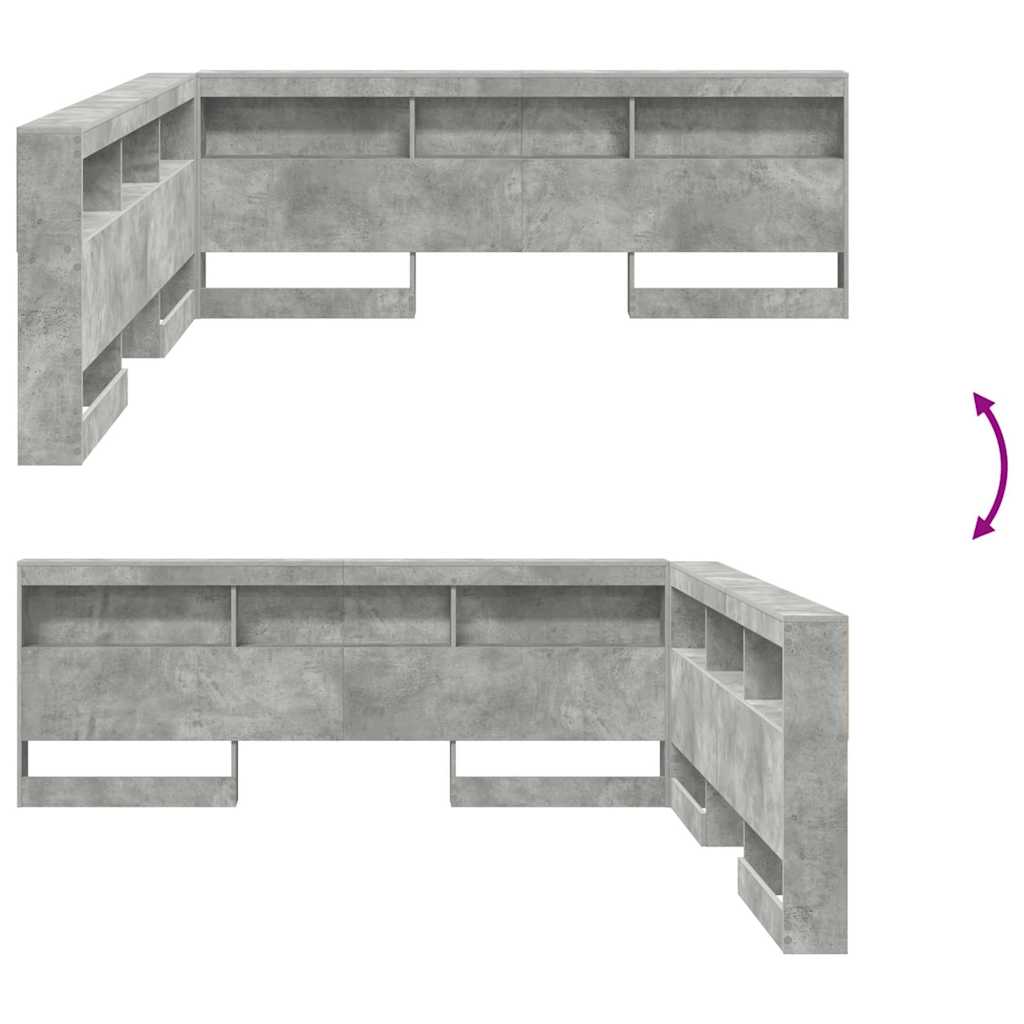 Tároló fejtámla Beton Szürke Szerelt Fa