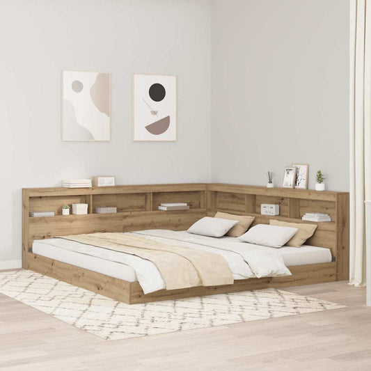 Tároló fejtámla polcokkal Artisan tölgy 200 cm Faanyag