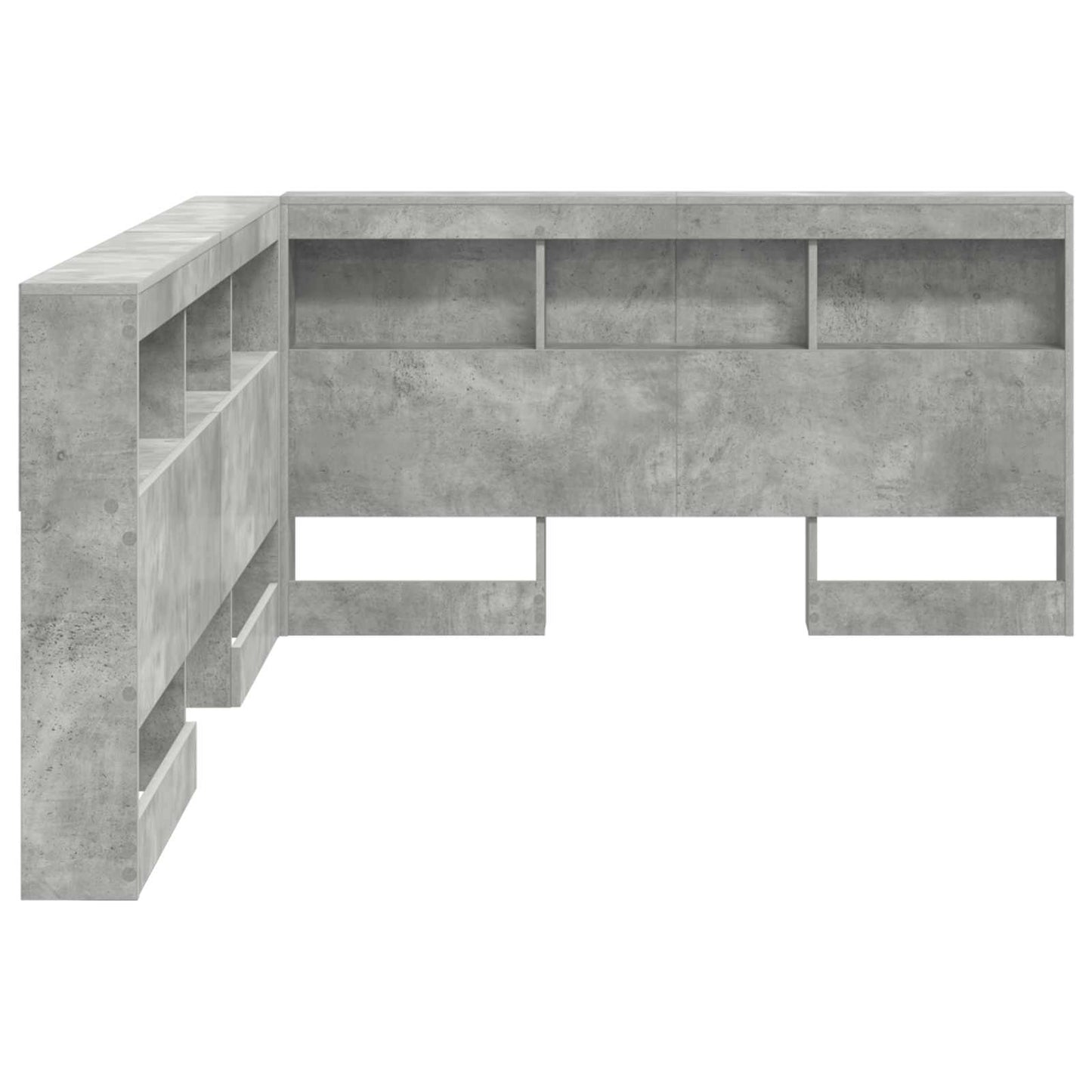 Tároló fejtámla polcokkal tárolóval Beton Szürke 140 cm Faanyag