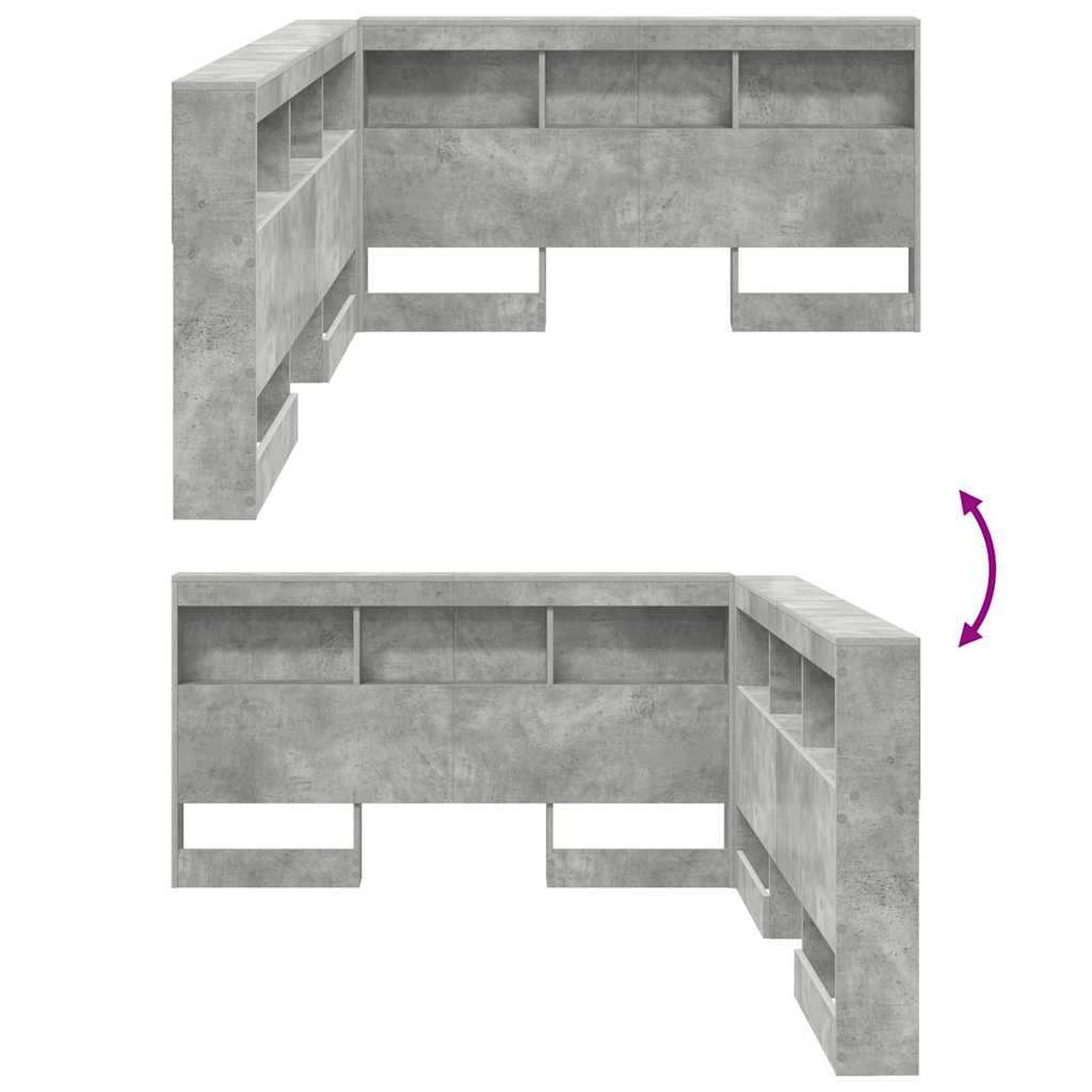 Tároló fejtámla Beton Szürke Szerelt Fa