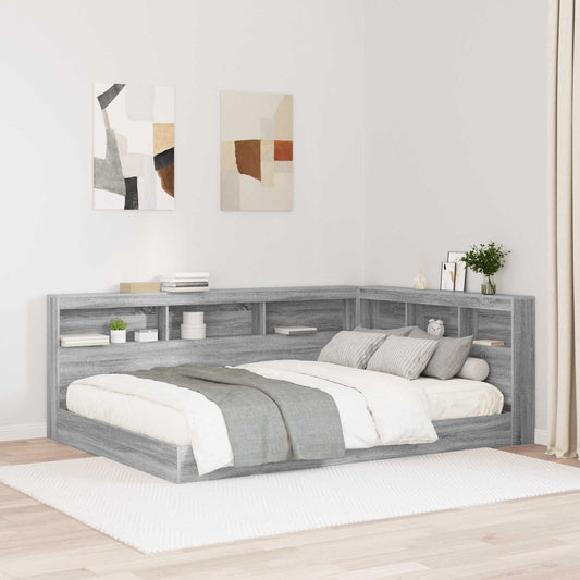 Tároló fejtámla polcokkal Szürke Sonoma 150 cm Faanyag