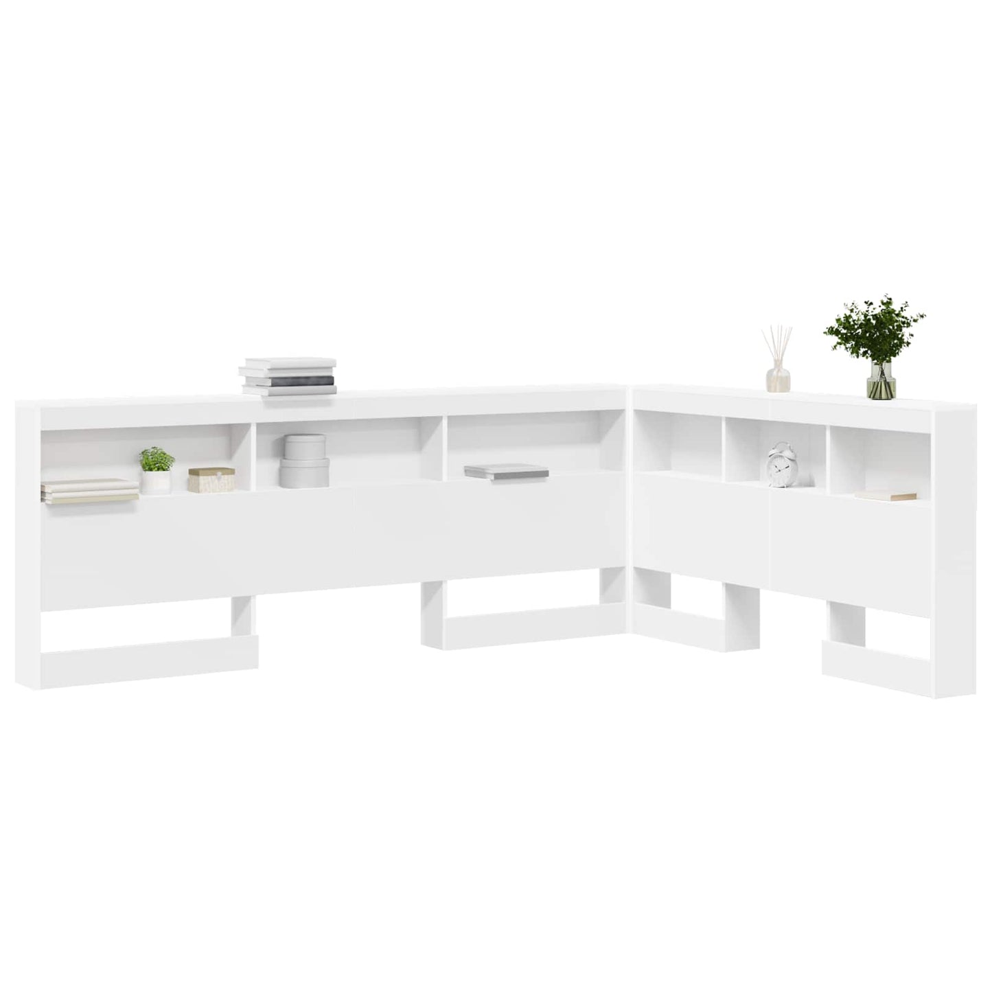 Tároló fejtámla polcokkal fejtámlával Fehér 160 cm Faanyag