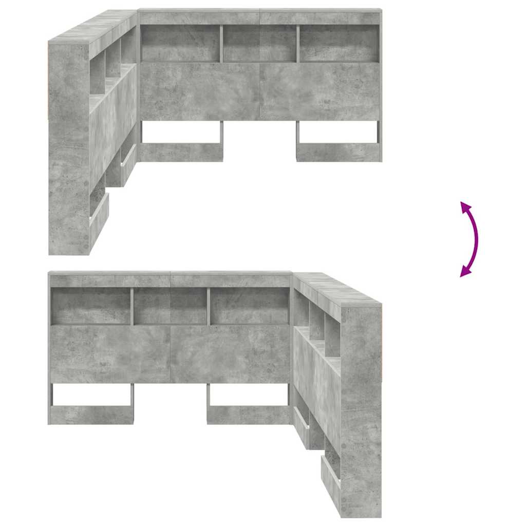 Tároló fejtámla Beton Szürke Szerelt Fa