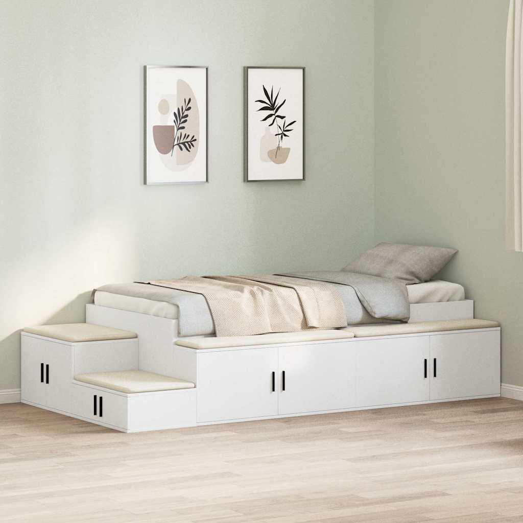 Ágykeret tárolóval Fehér 80 cm Szerelt Fa