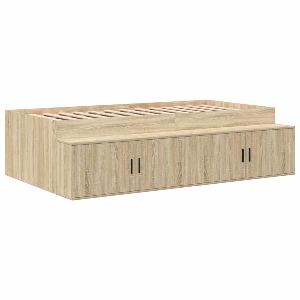 Ágykeret tárolóval Sonoma tölgy 80 cm Szerelt Fa