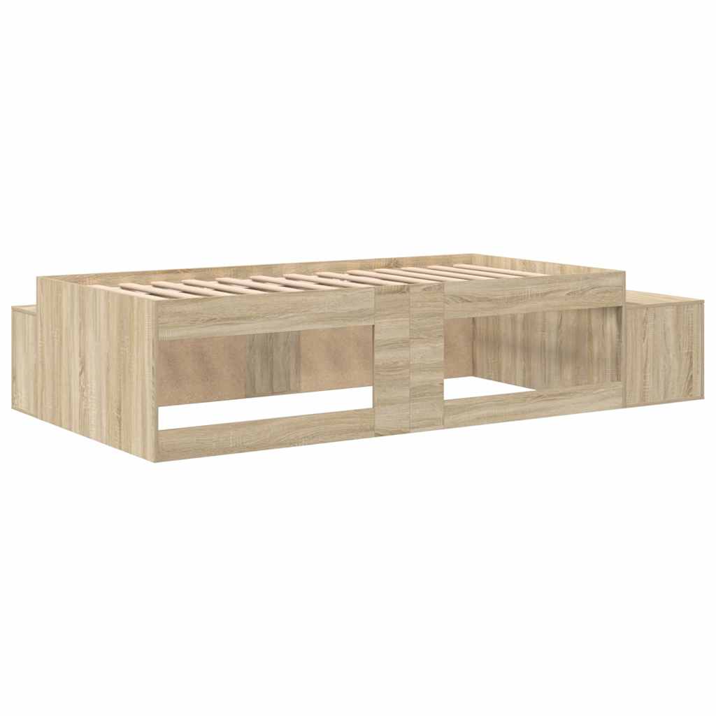 Ágykeret tárolóval Sonoma tölgy 80 cm Szerelt Fa