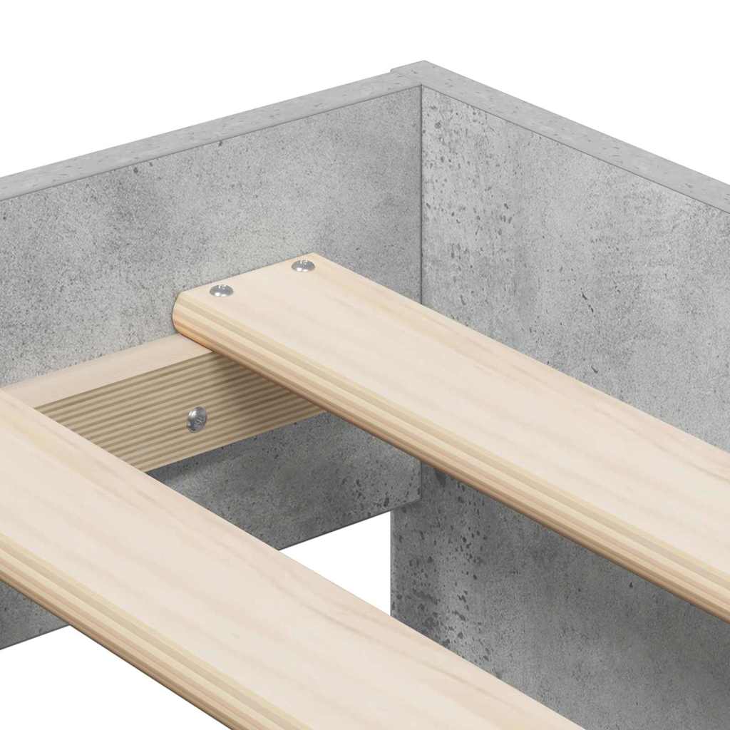 Ágykeret tárolóval Beton Szürke 80 cm Szerelt Fa