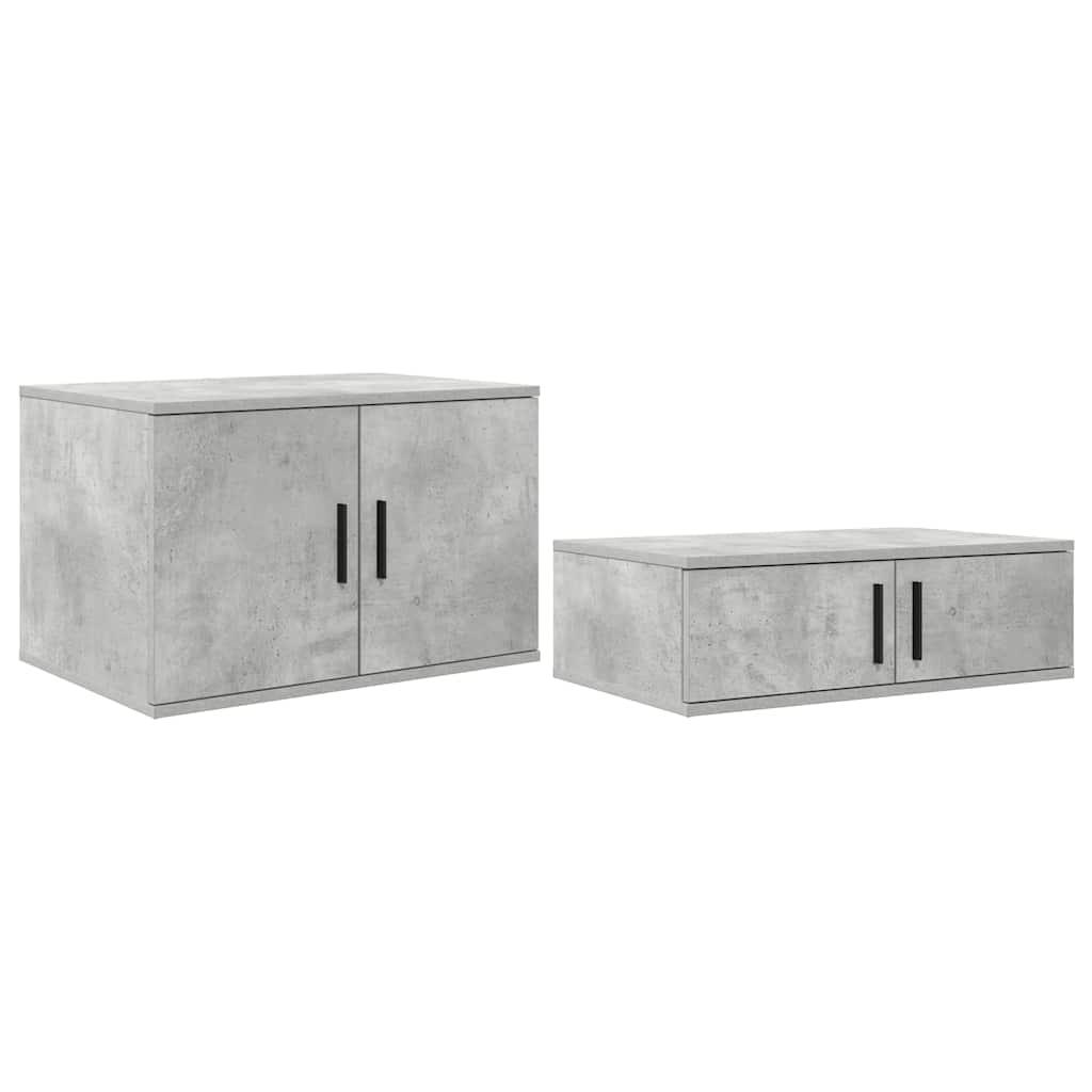 Ágykeret tárolóval Beton Szürke 80 cm Szerelt Fa