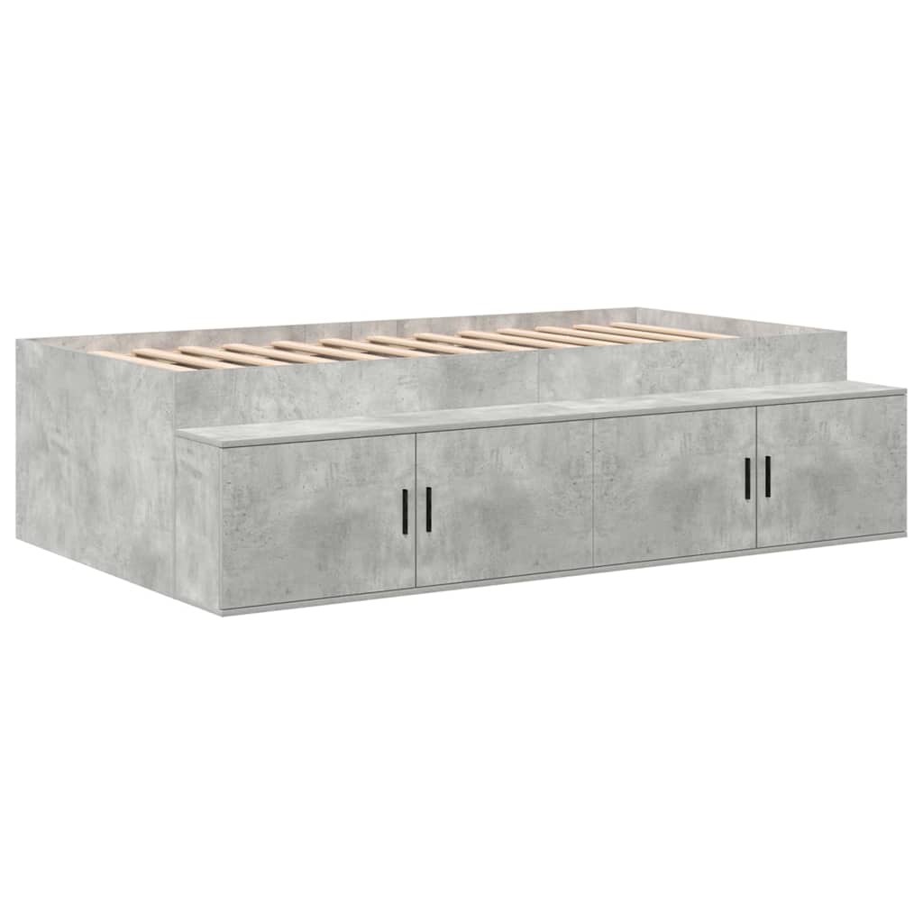 Ágykeret tárolóval Beton Szürke 80 cm Szerelt Fa