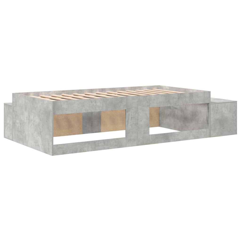 Ágykeret tárolóval Beton Szürke 80 cm Szerelt Fa