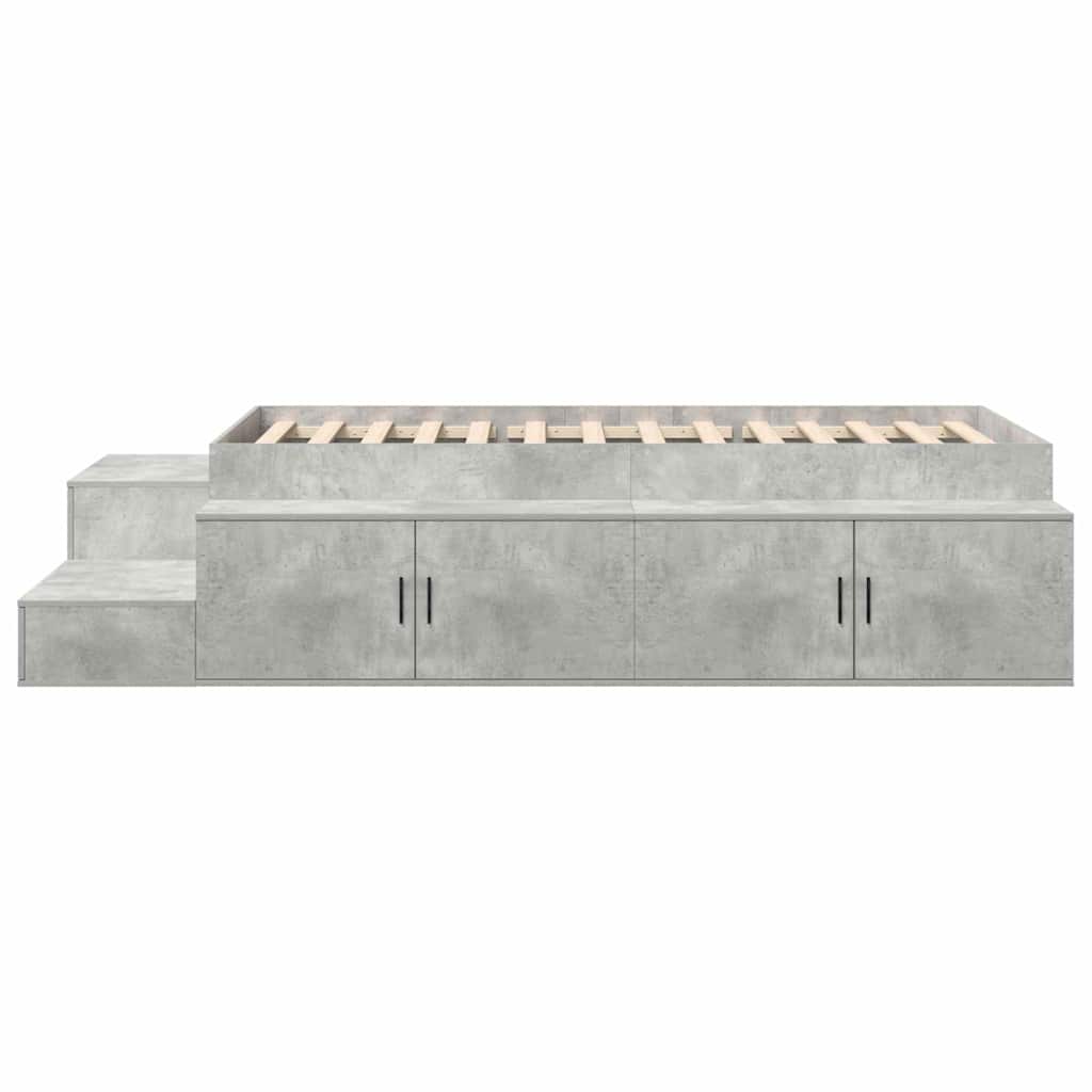 Ágykeret tárolóval Beton Szürke 80 cm Szerelt Fa