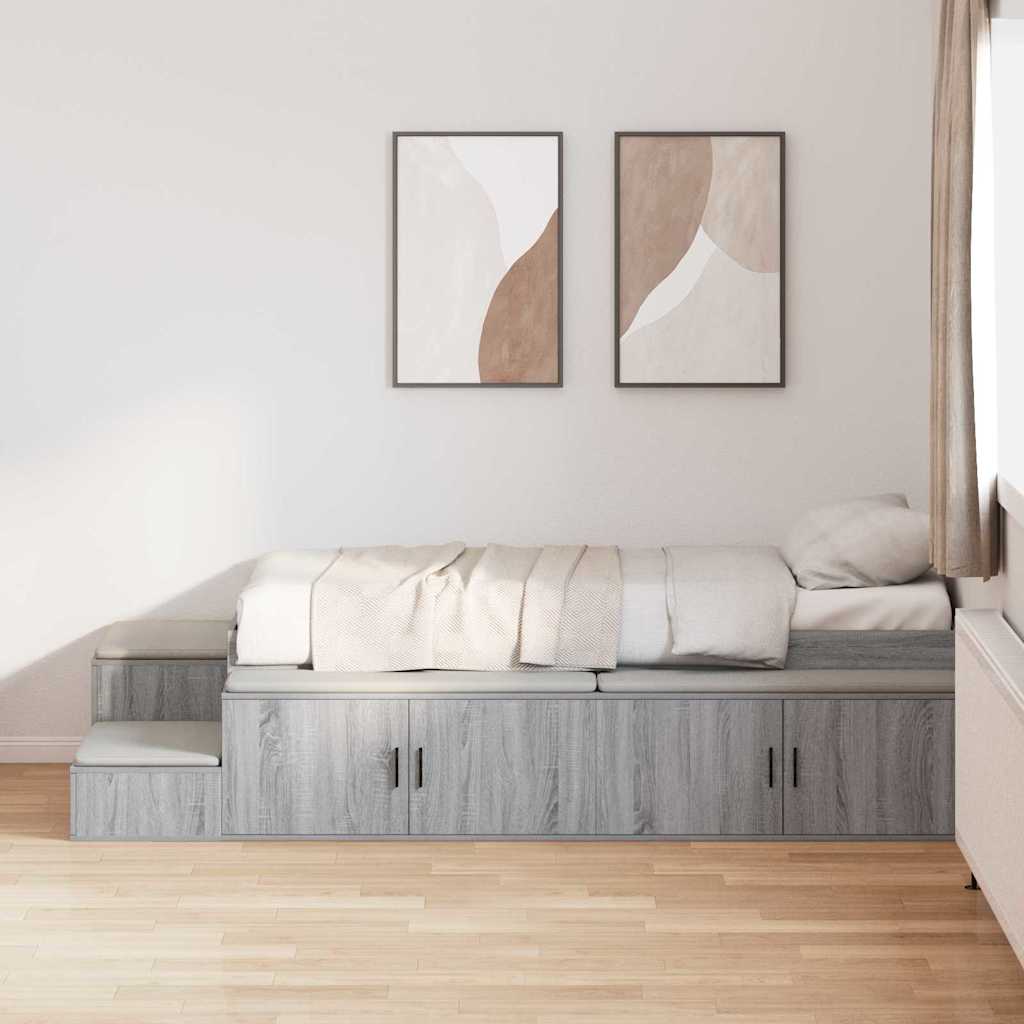Ágykeret tárolóval Szürke Sonoma 80 cm Szerelt Fa