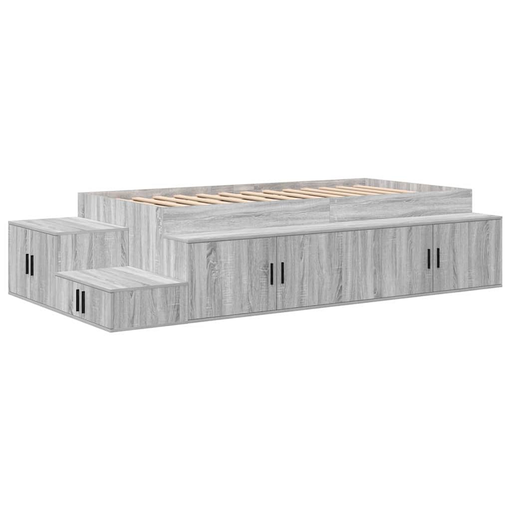 Ágykeret tárolóval Szürke Sonoma 80 cm Szerelt Fa