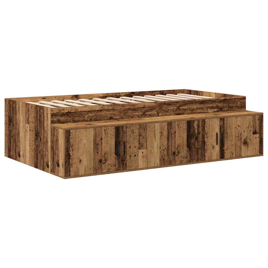 Ágykeret tárolóval Öreg fa 80 cm Szerelt Fa