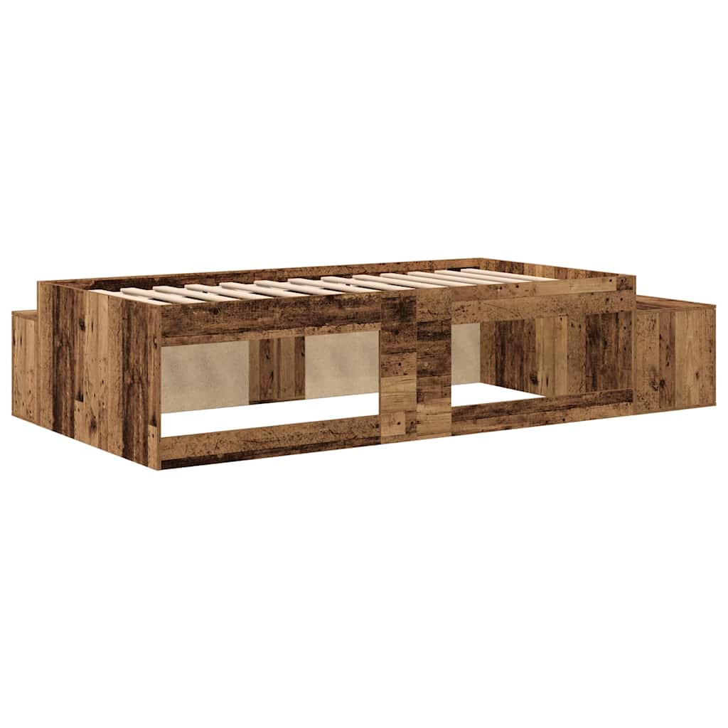Ágykeret tárolóval Öreg fa 80 cm Szerelt Fa
