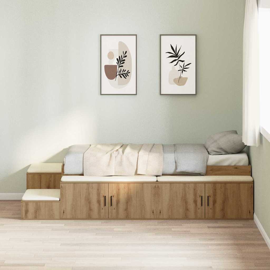 Ágykeret tárolóval Artisan tölgy 80 cm Szerelt Fa