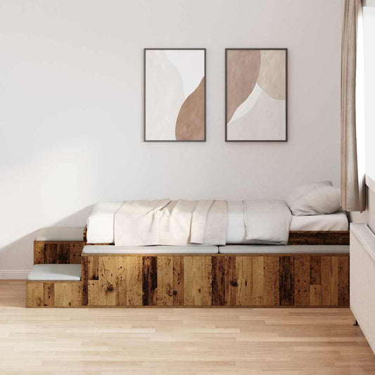 Ágykeret tárolóval Régi fa 234 x 103 x 53.5 cm Faanyag