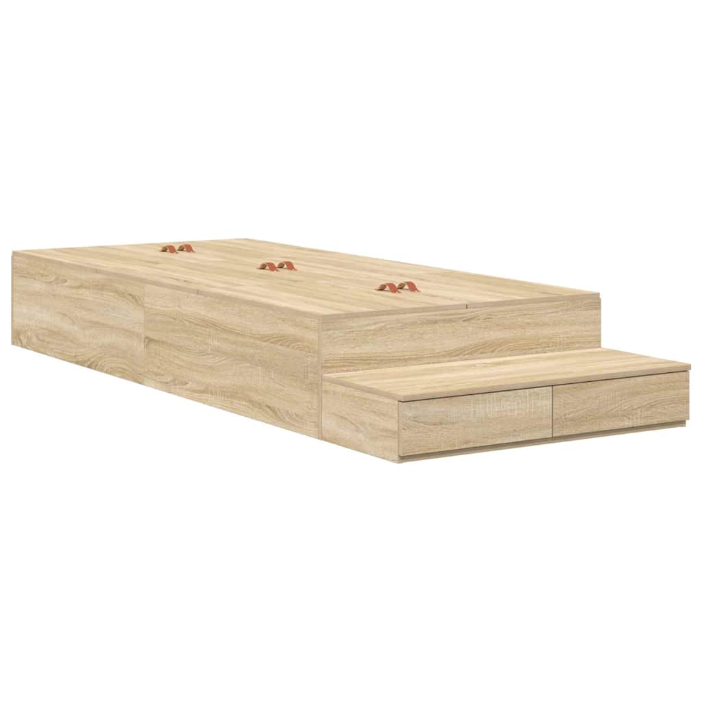 Ágykeret tárolóval fiókkal tárolóval Sonoma tölgy 80 cm Faanyag