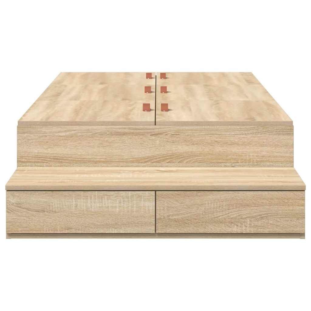 Ágykeret tárolóval fiókkal tárolóval Sonoma tölgy 80 cm Faanyag