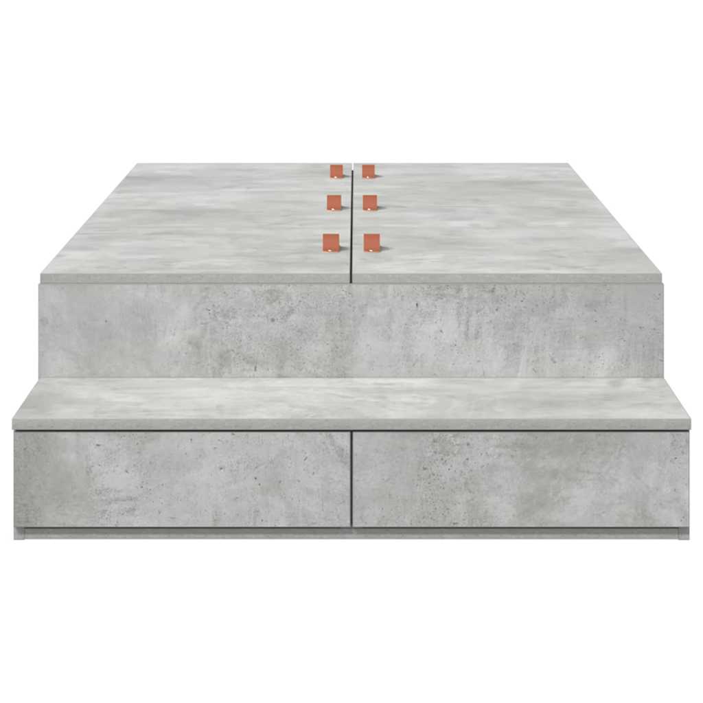 Ágykeret tárolóval fiókkal tárolóval Beton Szürke 80 cm Faanyag