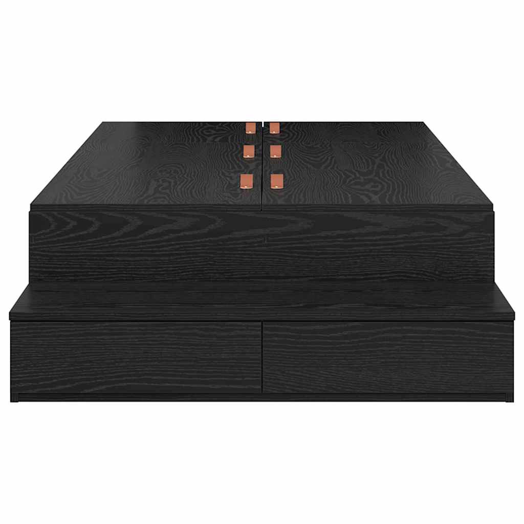 Ágykeret tárolóval fiókkal tárolóval Fekete tölgy 90 cm Faanyag