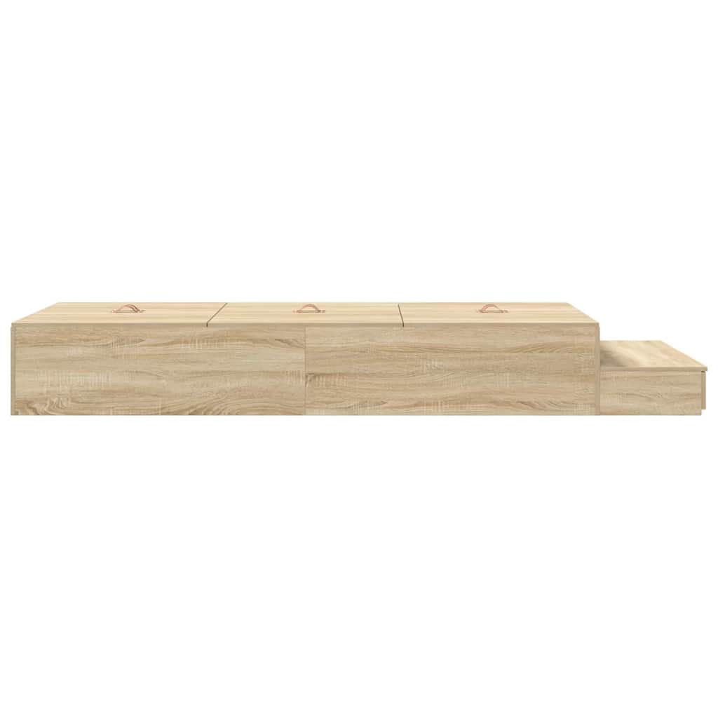 Ágykeret tárolóval fiókkal tárolóval Sonoma tölgy 90 cm Faanyag