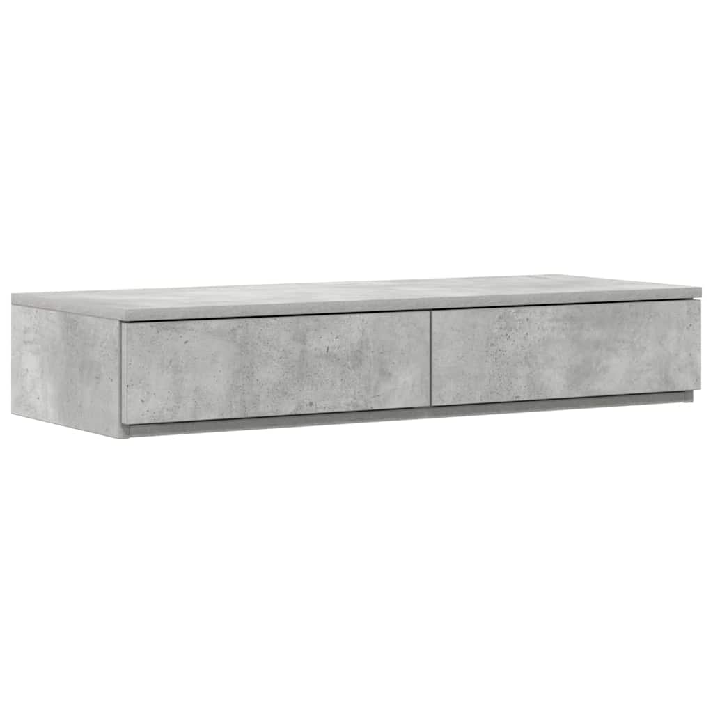 Ágykeret tárolóval fiókkal tárolóval Beton Szürke 90 cm Faanyag