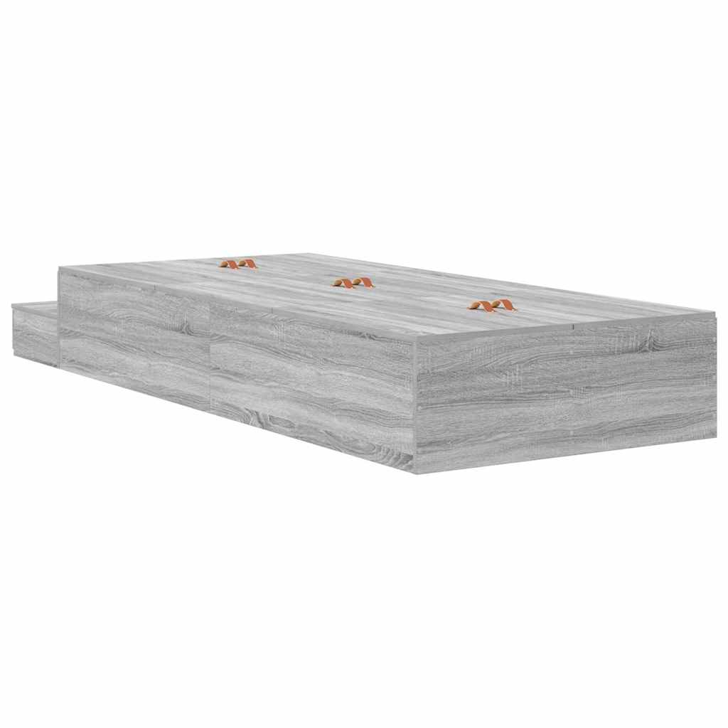 Ágykeret tárolóval fiókkal Szürke Sonoma 90 cm Faanyag