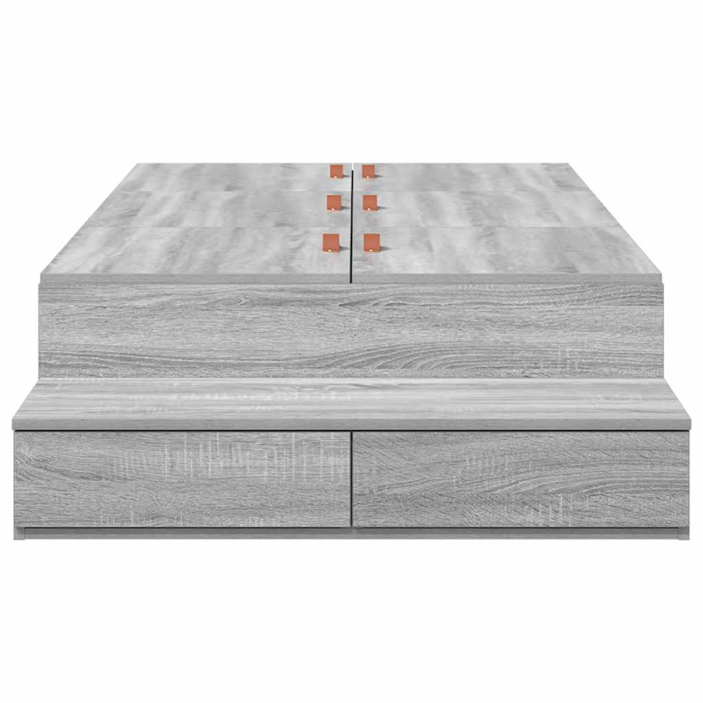 Ágykeret tárolóval fiókkal Szürke Sonoma 90 cm Faanyag
