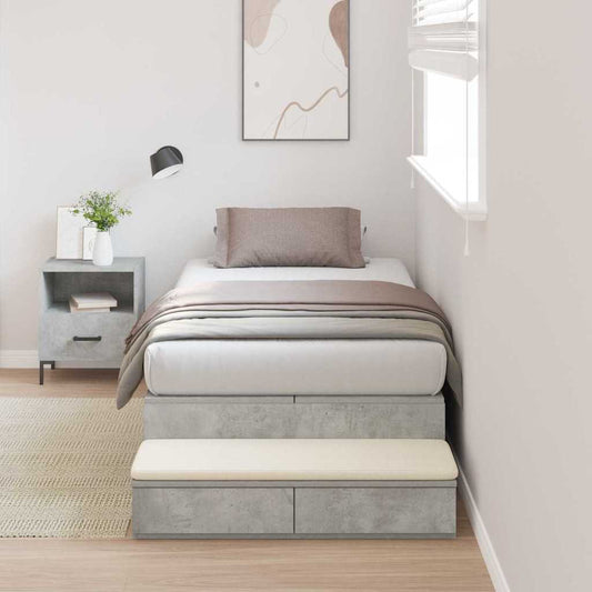 Ágykeret tárolóval fiókkal Beton Szürke 100 cm Faanyag