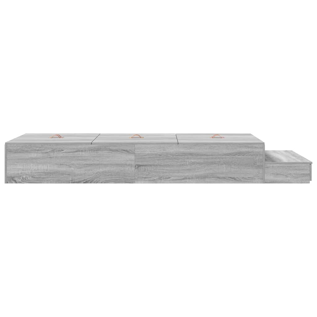 Ágykeret tárolóval fiókkal Szürke Sonoma 100 cm Szerelt Fa
