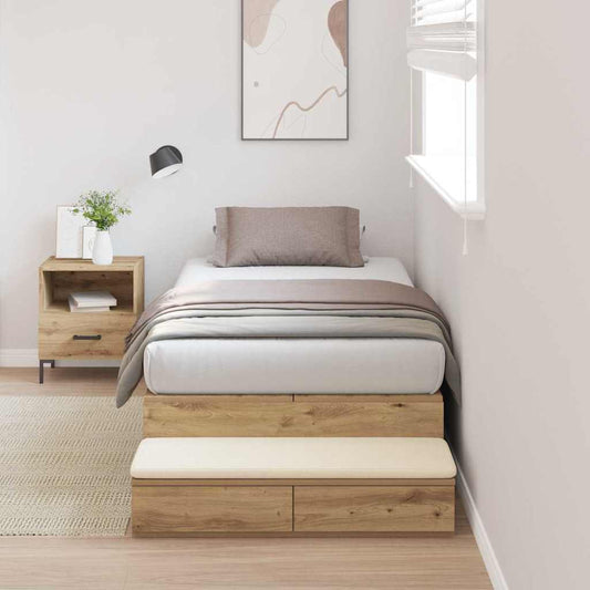 Ágykeret tárolóval fiókkal Artisan tölgy 100 cm Faanyag