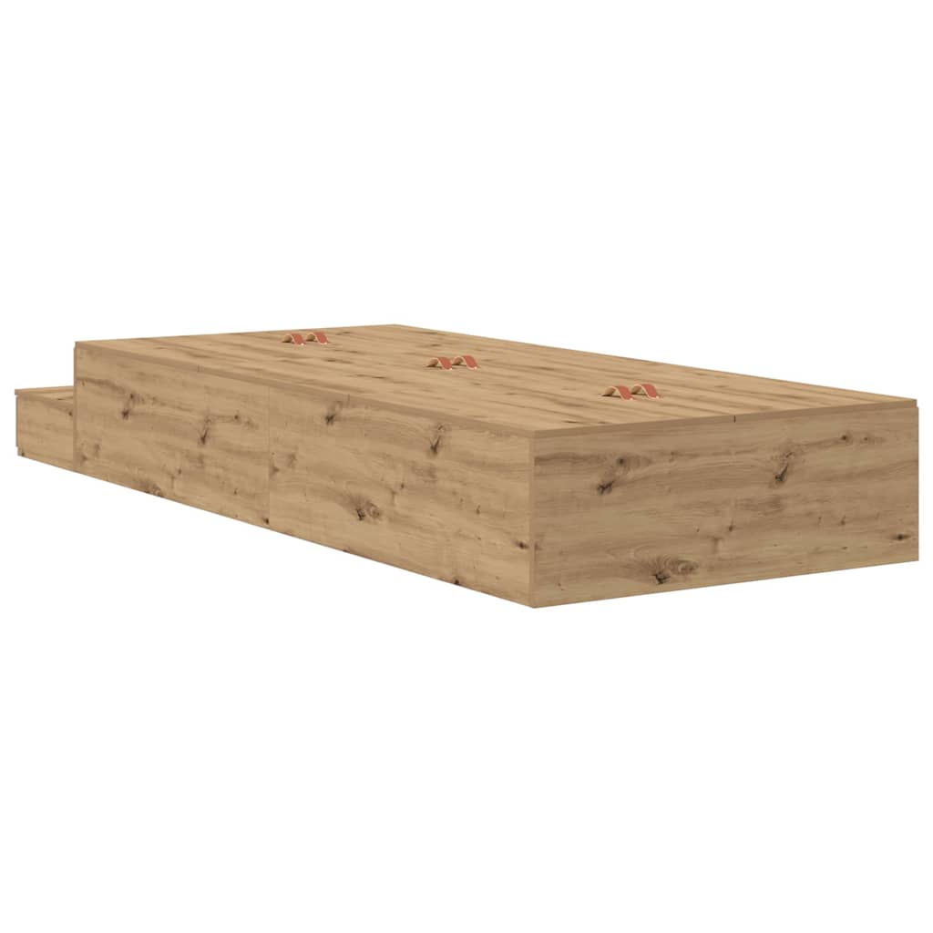 Ágykeret tárolóval fiókkal Artisan tölgy 100 cm Faanyag