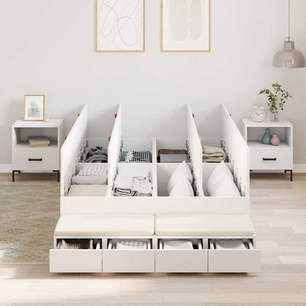 Ágykeret tárolóval fiókkal tárolóval Fehér 120 cm Szerelt Fa